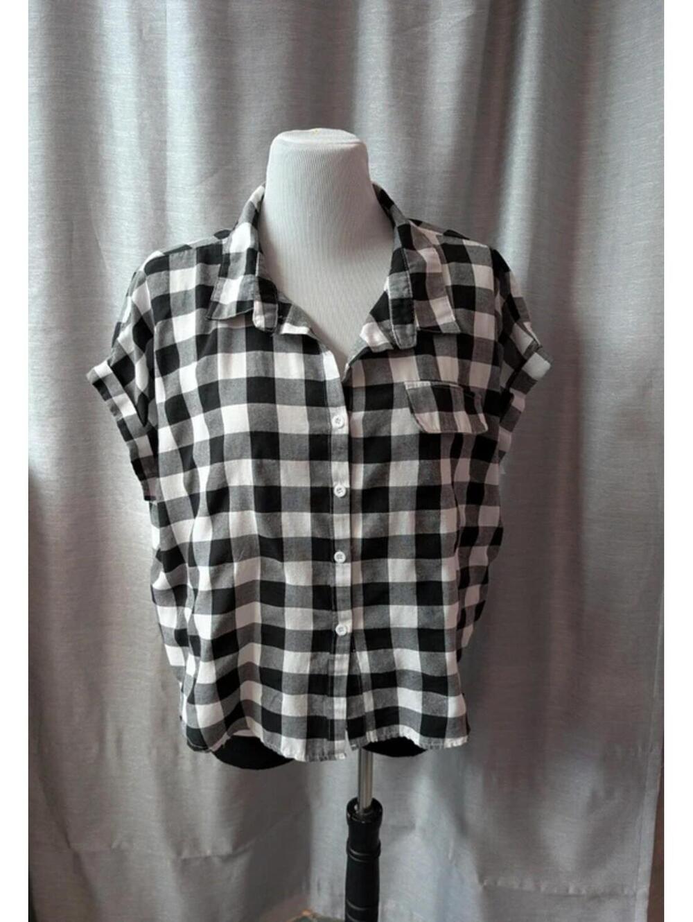 Black White Plaid Shirt Shein 3XL